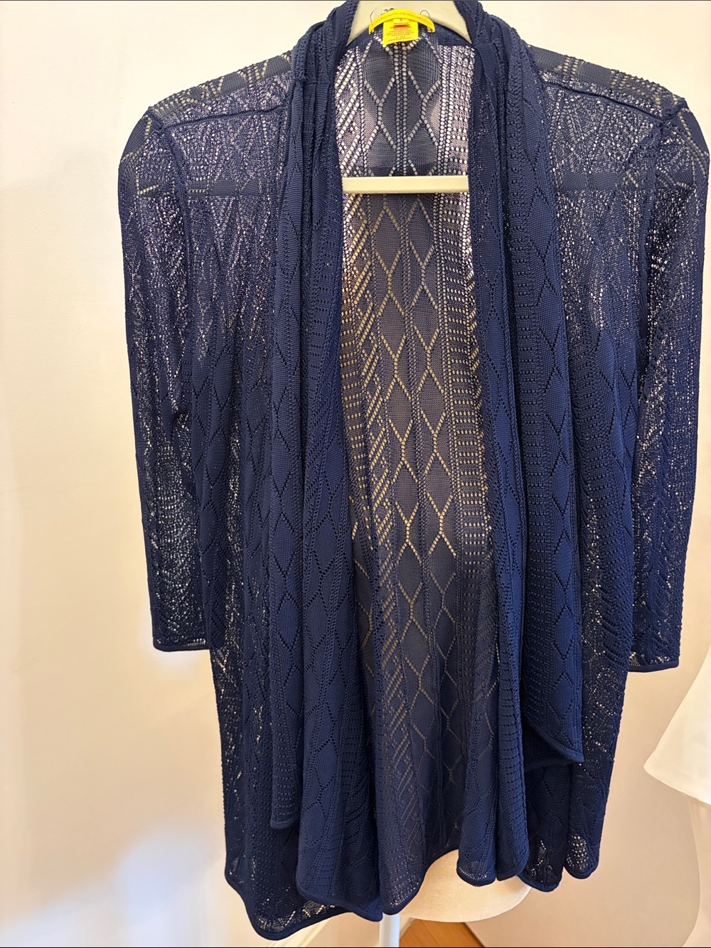 Catherine Malandrino Navy Open-Front Crochet Cardigan